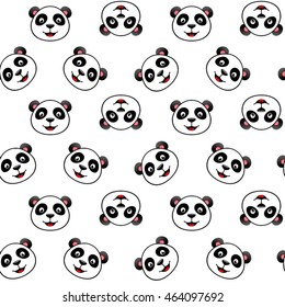 Pattern. Panda. Icons. Vector illustration. White background. Seamless texture.