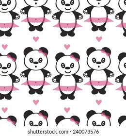 pattern of panda lovers on a white background
