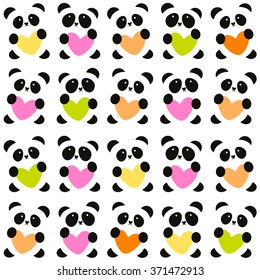 Pattern of pandas with the heart.