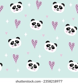 pattern with pandas and hearts