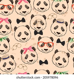 Pattern with pandas. Seamless pattern for fabric, paper and other printing and web projects.