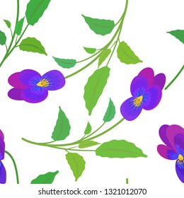 pattern with Pansy flowers. violet spring flowers