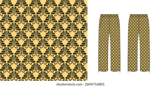 Pattern pants or butterfly pattern pants, Vector about pixel pattern for making fabric or background.