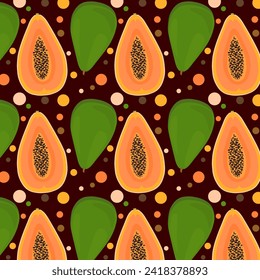 Patrón con papaya. Patrón brillante con frutos. Ilustración vectorial.