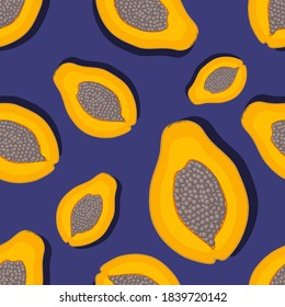 Pattern of papaya fruit in flat style .vector illustration.