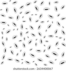 Pattern of papaya halves drawn in black and white