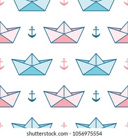 Pattern with paper boats and anchors