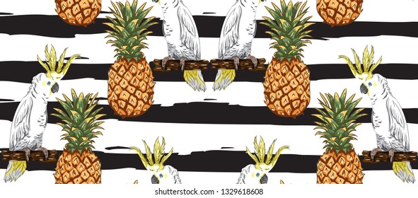 pattern parrot on the branches of trees
