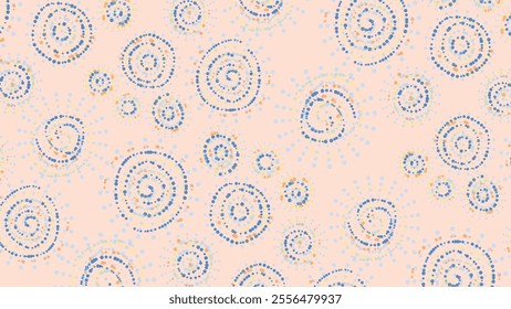 Pattern of particles, fragments.Abstract background with circles and dots pattern.Blue and pink backdrop. 