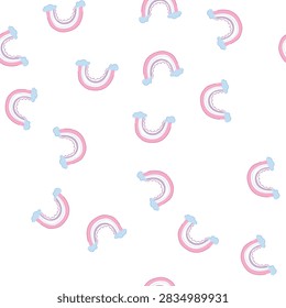 pattern pastel baby boho rainbow cartoon. whimsical bohemian, wallart earthy, minimalist handmade pastel baby boho rainbow sign. seamless symbol vector illustration