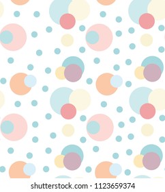 Pattern with pastel chaotic circles on the white background