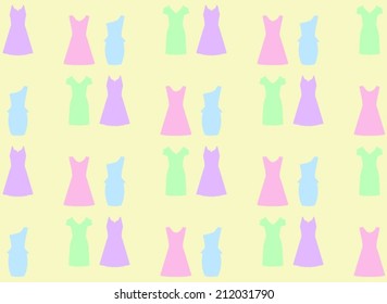 Pattern of Pastel Dresses against beige background