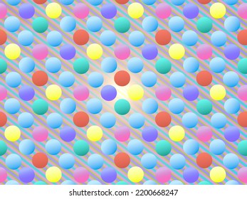patrón con círculos de color gradiente pastel sobre fondo de líneas de banda,ilustración vectorial