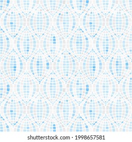 A pattern of pastel mosaic in the oriental style. An ornament for interior design, kitchen, bathroom tiles, living room, pool decorations or water relaxation accessories. Vector illustration.