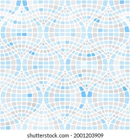 A pattern of pastel mosaic in the oriental style. An ornament for interior design, kitchen, bathroom tiles, living room, pool decorations or water relaxation accessories. Vector illustration.