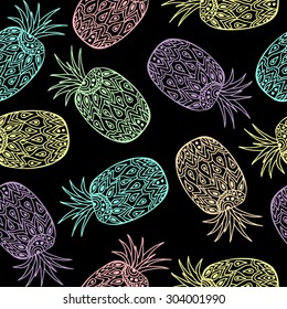 pattern with pastel pineapples