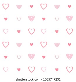 Pattern with Pastel Pink Heart Design on White Background