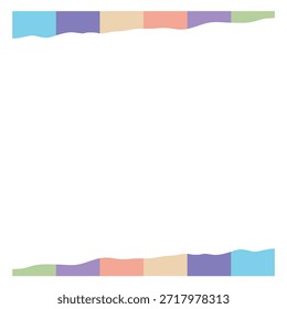 Patrón de colores del arco iris pastel por encima y por debajo de un fondo blanco
