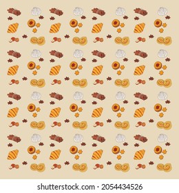 pattern with pastries and spices