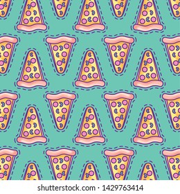 pattern of patches of delicious pizza fast food