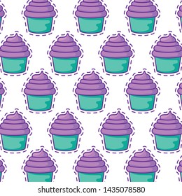 pattern of patches of sweet cupcakes