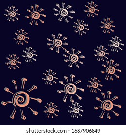 Pattern for pathogen respiratory coronavirus. Medical illustration of floating flu virus cells, dangerous virus