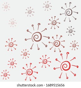 Pattern for pathogen respiratory coronavirus. Medical illustration of floating flu virus cells, dangerous virus, risk of infection. Hand drawn vector background