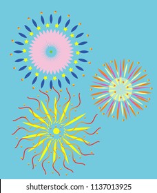 Pattern patterned on a blue background.