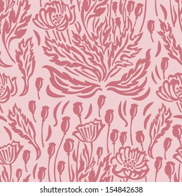 Pattern patterned with poppies. For the design of fabrics, wallpaper, wrapping paper.