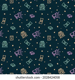 Pattern Payment in the online store and purchases. Background for textiles or a substrate. Doodle illustration with money, clothes, shop, wallet and credit card. Vector illustration