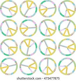 pattern of peace hippie symbol isolated on white background