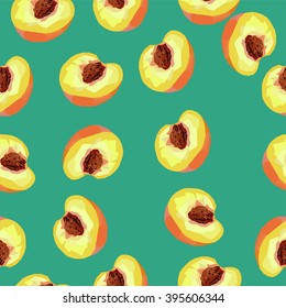 Pattern with peaches on the green background