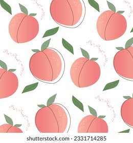 Patrón sin mar con melocotones. Dulce fruta de verano. Diseño vectorial simple.