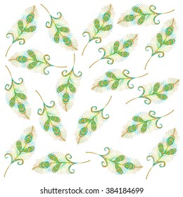  Pattern of peacock feathers. Sketchy style.
