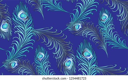 
Pattern of peacock feathers. Vector illustration. Suitable for fabric, wrapping paper and the like