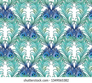 Pattern of peacock. Vector illustration. Suitable for fabric, wrapping paper and the like