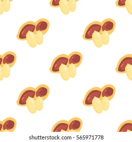 Pattern with peanut color icons in cartoon design