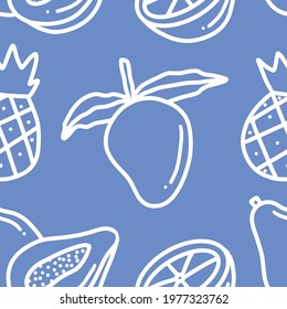 pattern of pear fruit around various fruits doodle with icons and design elements
