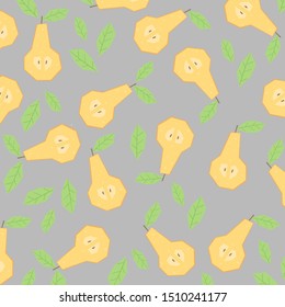 Pattern with pears. Fruit pattern. Grey background.