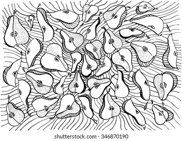 pattern with pears, ink