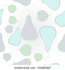 Pattern  of pears, leaves,  spots. Hand drawn.