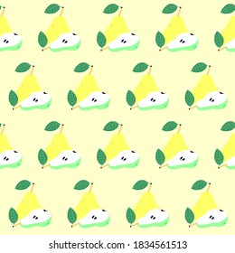 Pattern pears yellow and green pear fruit isolated