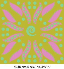 Pattern of  peas . Hand drawn.