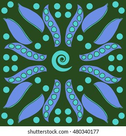 Pattern of  peas . Hand drawn.