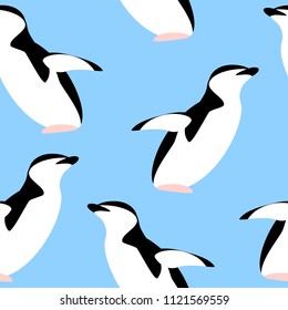 pattern with Penguin animals on blue background