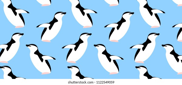 pattern with Penguin animals on blue background