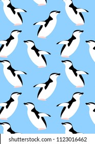 pattern with Penguin animals on blue background