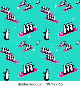 pattern with penguins on a sledge