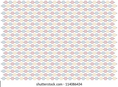 Pattern with pentagons in red, gray and gold color