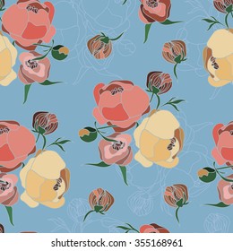 Pattern with peonies